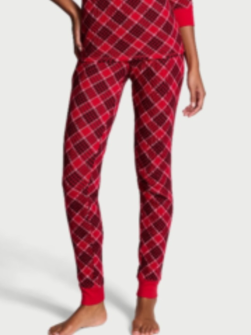Victoria’s Secret red black plaid jogger sleep pjs pajama bottoms size M